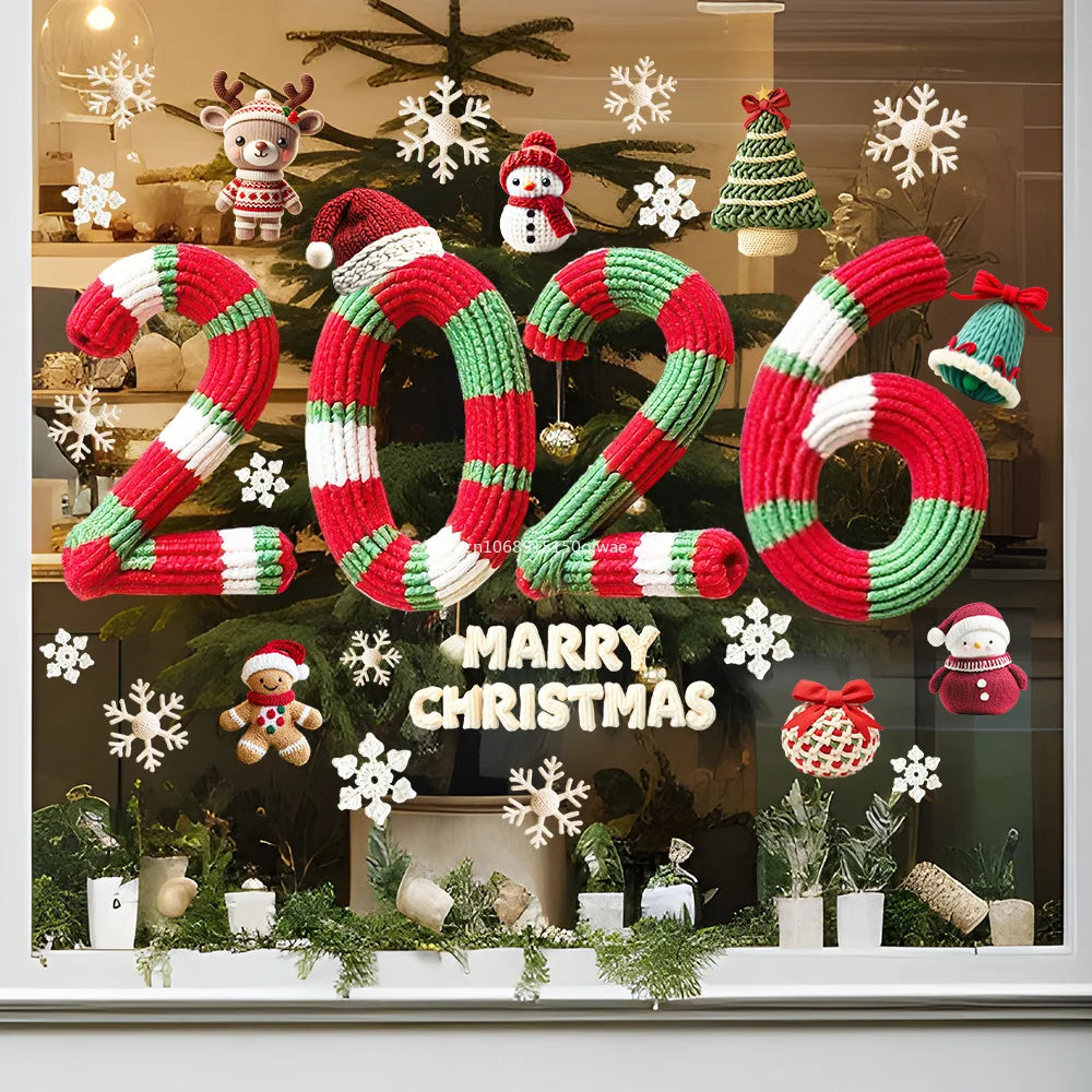 2026 Christmas Scene Window Stickers Large Store Window Door Decor | Reflective Number Stickers | Removable Static Clings Decor Peaceful Pleasures Health and Wellness