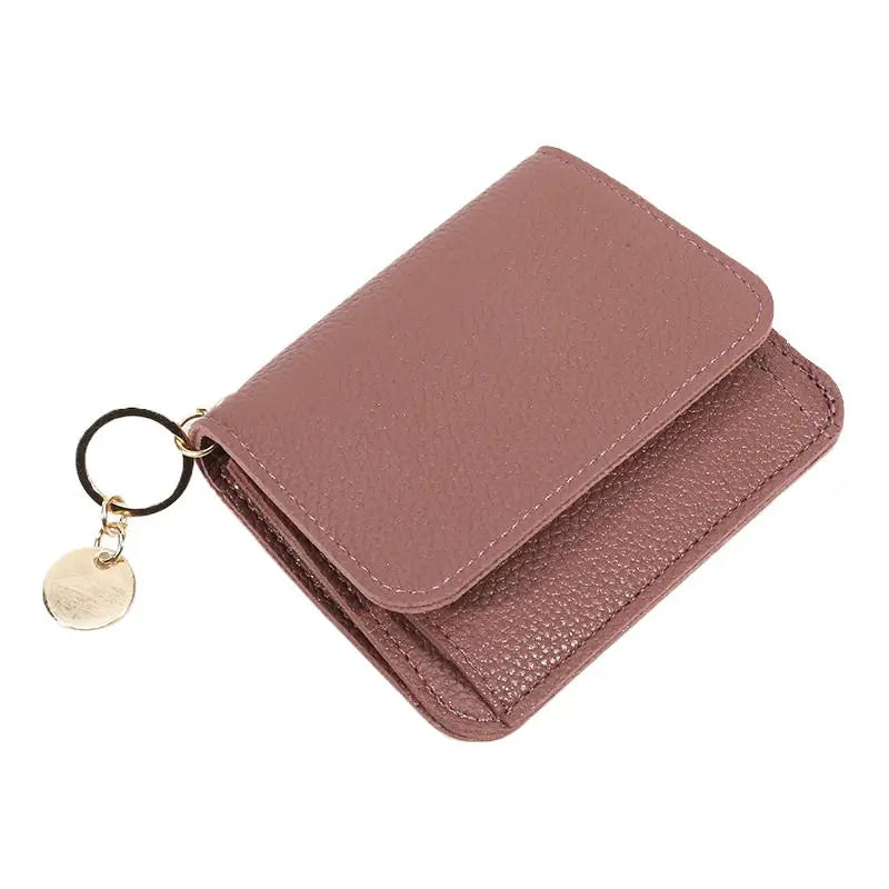 Folding Short Wallet for Women Simple Solid Color Coin Purse Credit Card Holder Cute Multifunctional Ladies Wallet Peaceful Pleasures Health and Wellness Pink