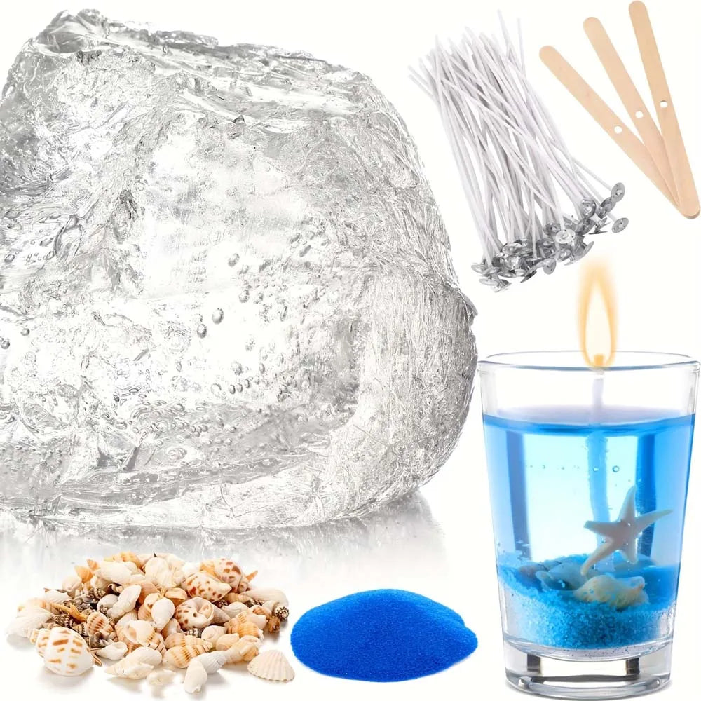 Gel Wax Candle Making Kit – 200/500g Jelly Wax, Seashells & Wicks