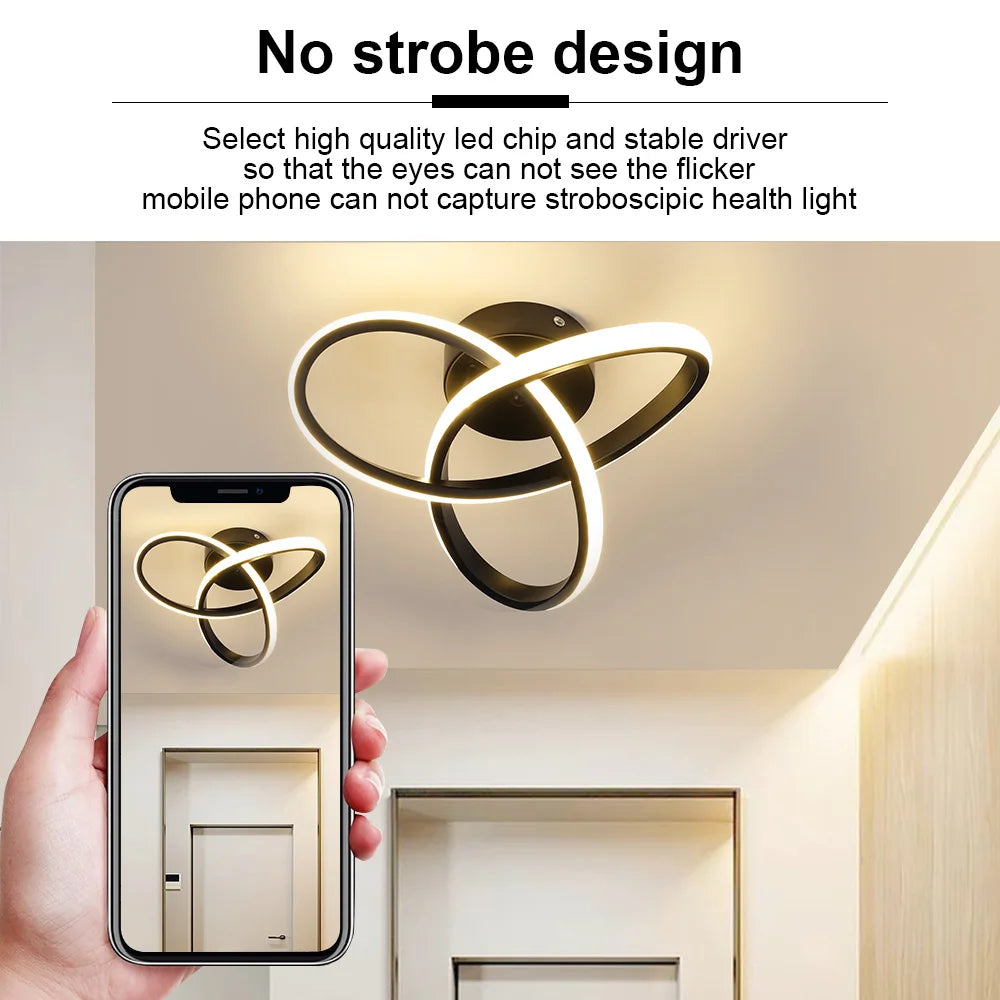 RUNTOIN 2-Ring LED Ceiling Light | Modern Hallway Chandelier