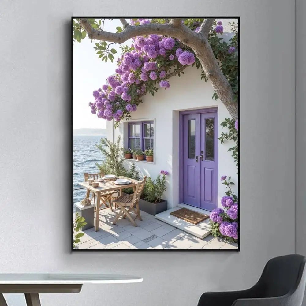 Lemon Abstract Landscape Retro Frameless Canvas Wall Art Print
