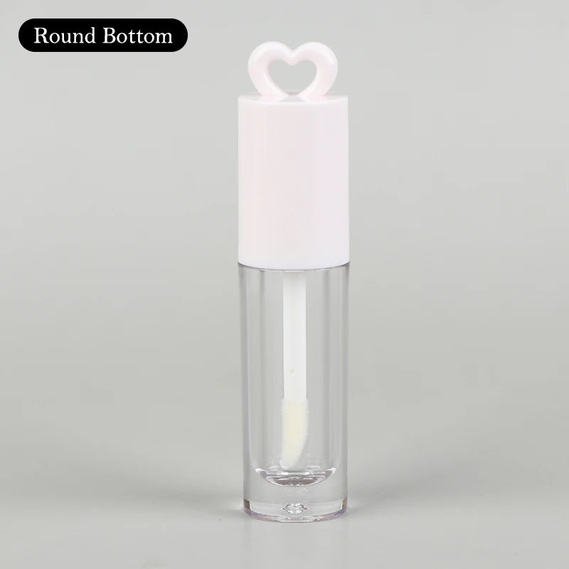 2.5ml Pink Heart-shaped Lip Enamel Tube With Keychain And Brush Rod Lip Gloss Tube Empty Bottle Lips Glaze Container Makeup Tool Peaceful Pleasures Health and Wellness round bottom White