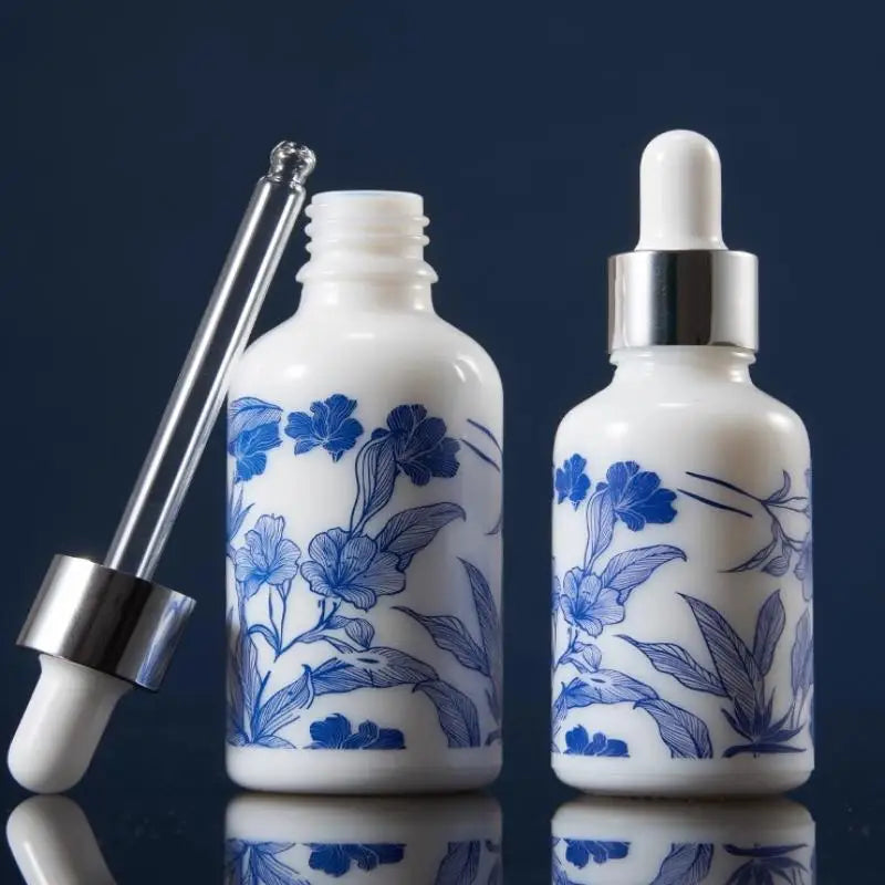 10/15/30ml Ceramic Blue & White Porcelain Essential Oil Dropper Bottles Leakproof Travel-Friendly Design Peaceful Pleasures Health and Wellness