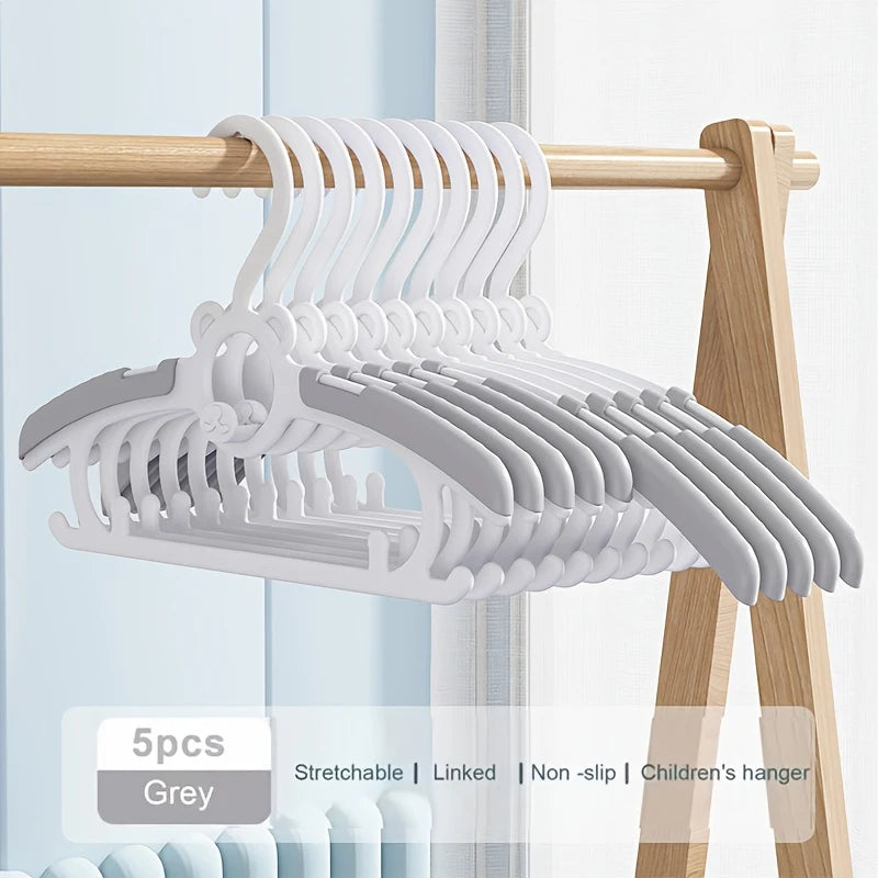 Hangers for Closet, Non-Slip Clothes Hangers, Pink Grey Adjustable Toddler Hanger for Girl Boy Hangers, Space Saving Peaceful Pleasures Health and Wellness 5Pcs Grey