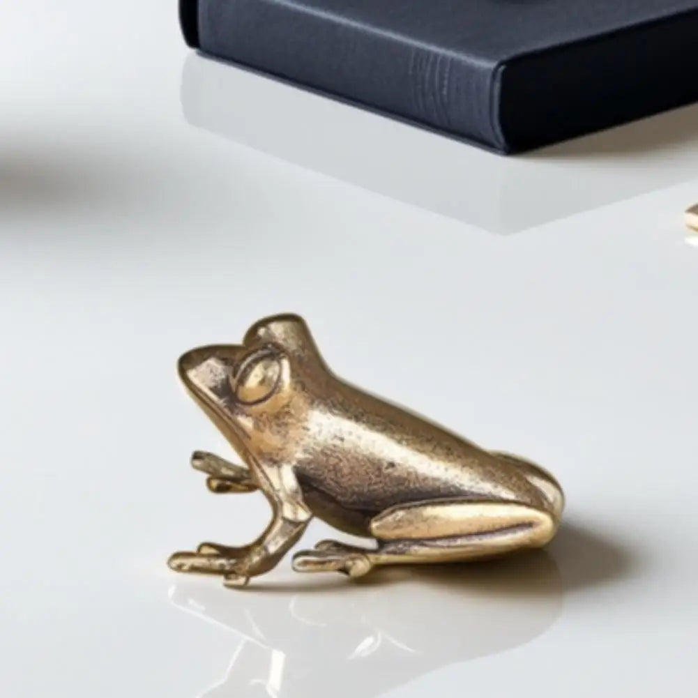 Solid Brass Frog Figurine | Desktop & Garden Ornament