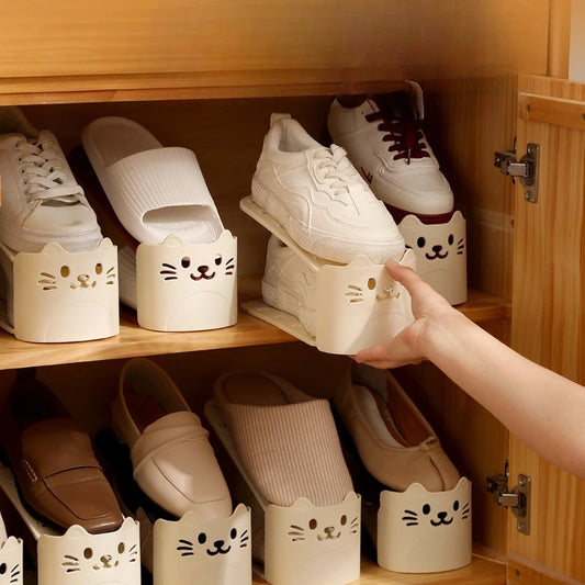 2026 New Adjustable Shoe Rack Solid Color Double Layer Shoe Organizer Durable Space Saving Shoes Stand Closet Organization YUZI Peaceful Pleasures Health and Wellness