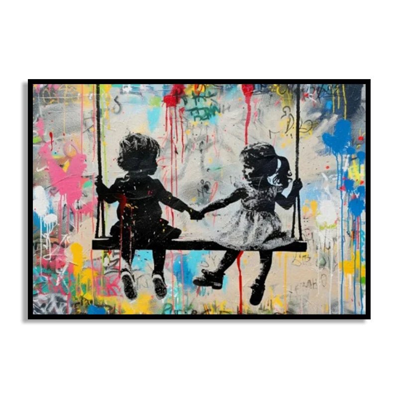 Graffiti Banksy Art Poster Banksy Image Series Printed Canvas Art Mural Used for Home Wall and Living Room Decoration, Framel Peaceful Pleasures Health and Wellness