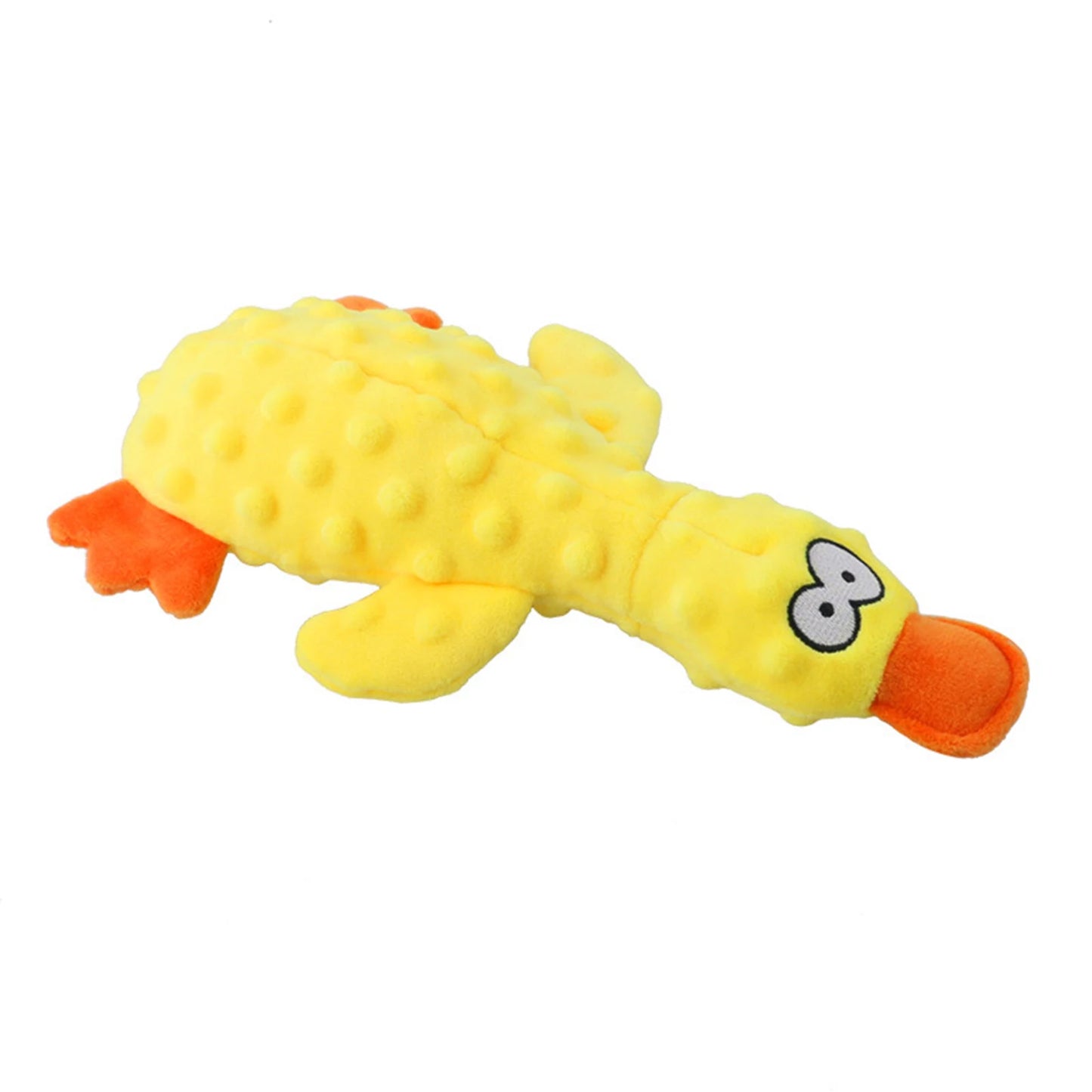 Cute Duck Puppy Teething Interactive Chewing Plush Toy with Built-in Squeaker Plush Animal Dog Toy for Indoor Small Pets Peaceful Pleasures Health and Wellness 1Pcs Yellow