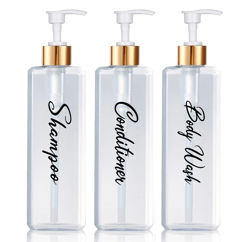 Refillable Shampoo and Conditioner Dispenser with Pump Bath Shower Shampoo Conditioner Lotion Soap Container Bottle Peaceful Pleasures Health and Wellness clear