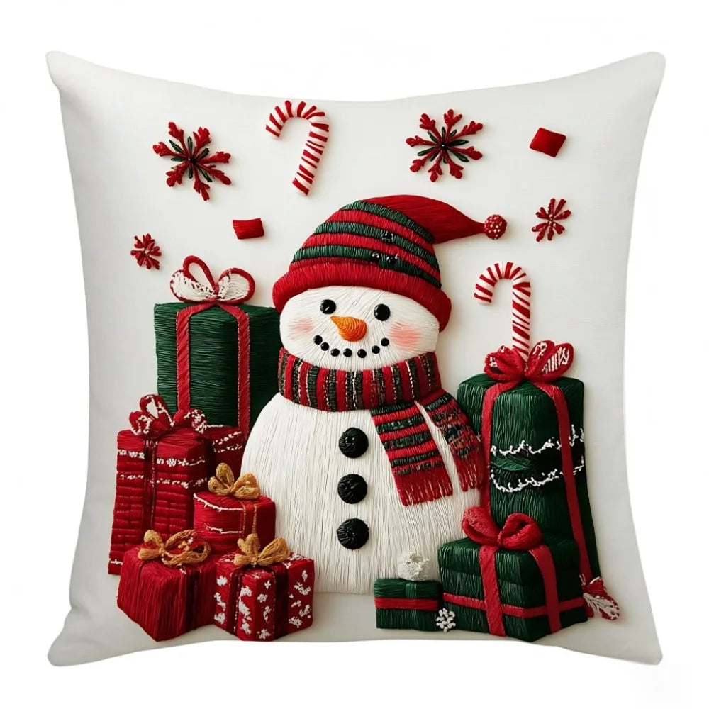 Christmas Cushion Cover | Snowflake & Santa Pillowcase 45x45cm