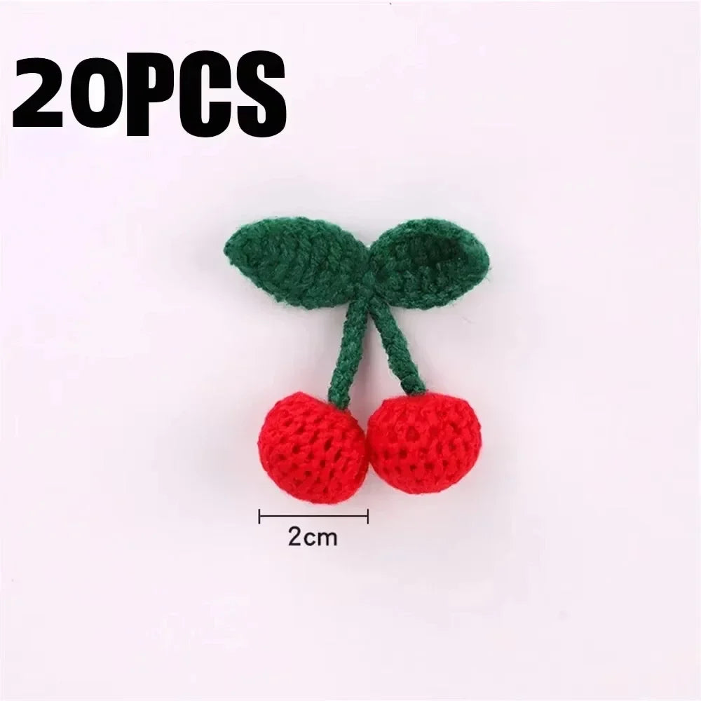 Knitted Wool Cherry Pendants DIY Craft Ornaments 10pcs