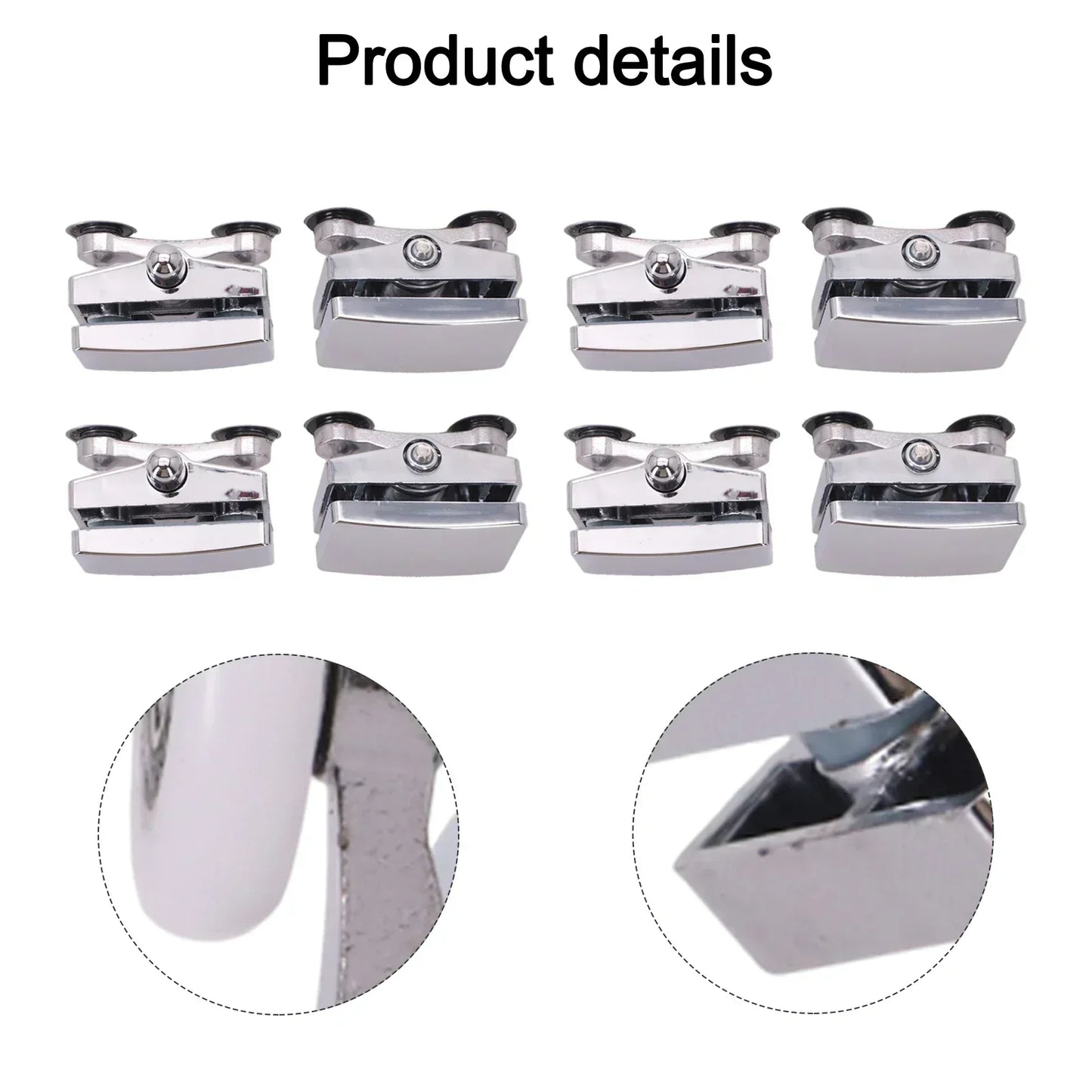 ABS Shower Door Sliding Pulleys | 8-Piece Chrome Roller Set