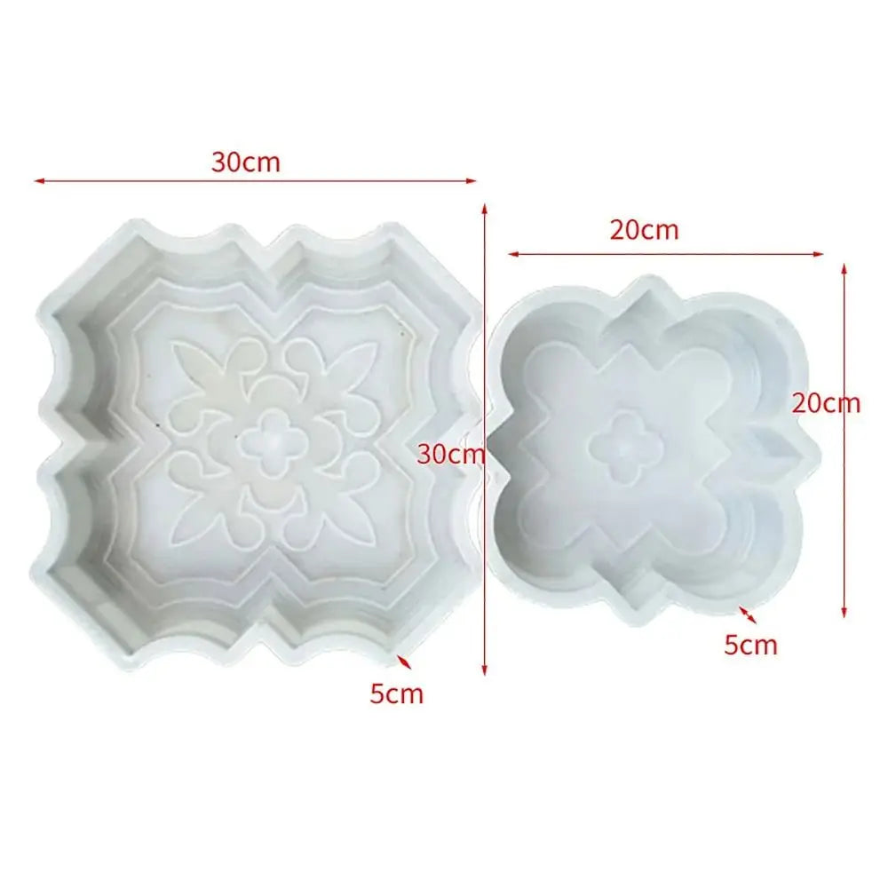 2Pcs/Set 30cm Paving Brick Mould Big Small Flowers Plastic Stepping Stone Paver Reusable DIY Concrete Path Maker Mold Peaceful Pleasures Health and Wellness