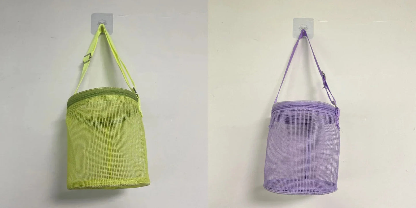 Net Yarn Shell Storage Bag Beach Three-dimensional Circle Dredging Bucket Toys Finishing Collection Bag Peaceful Pleasures Health and Wellness Green and Purple