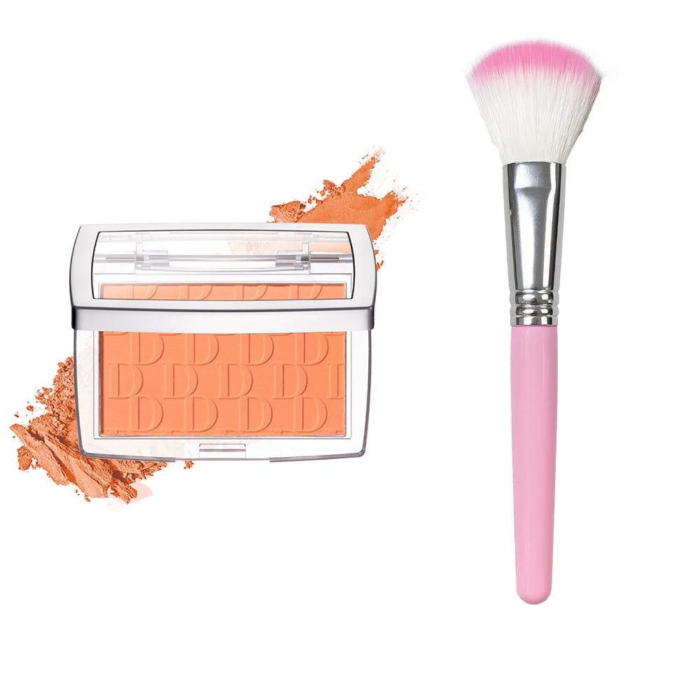Matte Embossed Blush Palette & Brush – 6 Colors, Long-Lasting