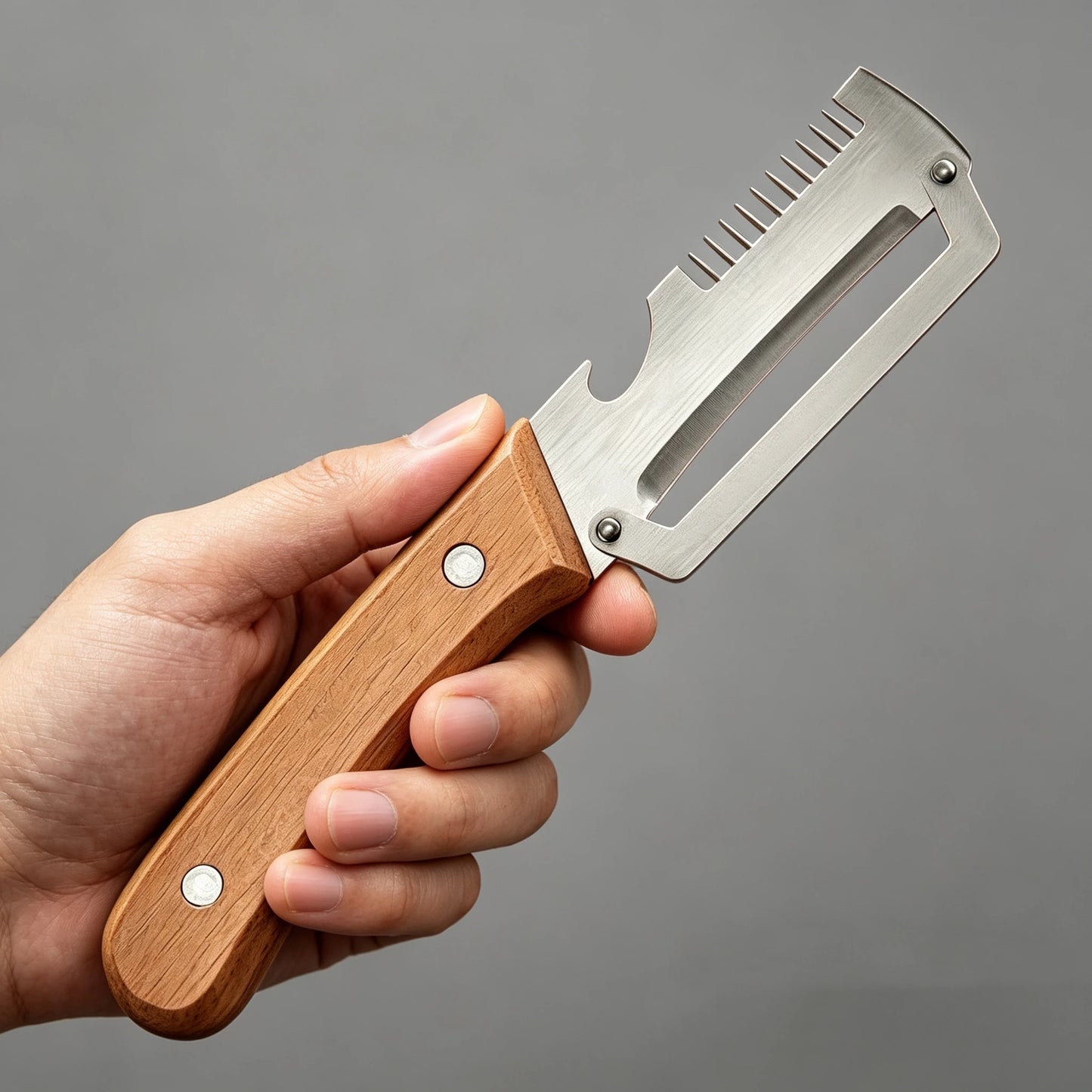 Stainless Steel Peeler with Wooden Handle – Multi-Function Fruit & Vegetable Peeling Tool Peaceful Pleasures Health and Wellness