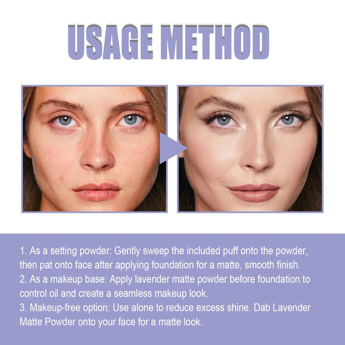 Lavender Matte Setting Powder – Oil Control & Waterproof, 10g