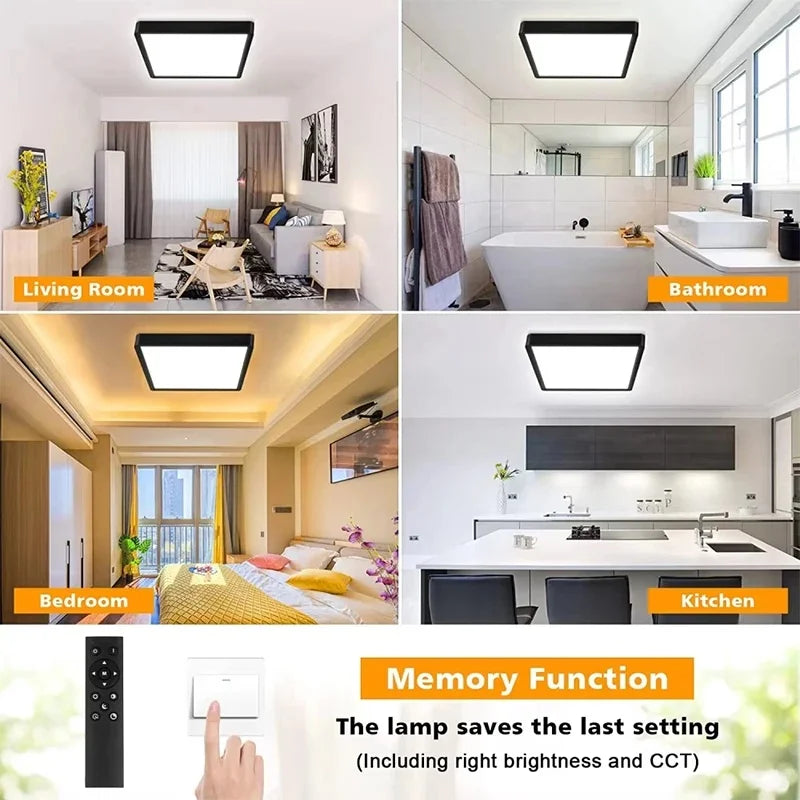 RUNTOIN 24W-36W Ultra-Thin Square LED Flush Mount Ceiling Light