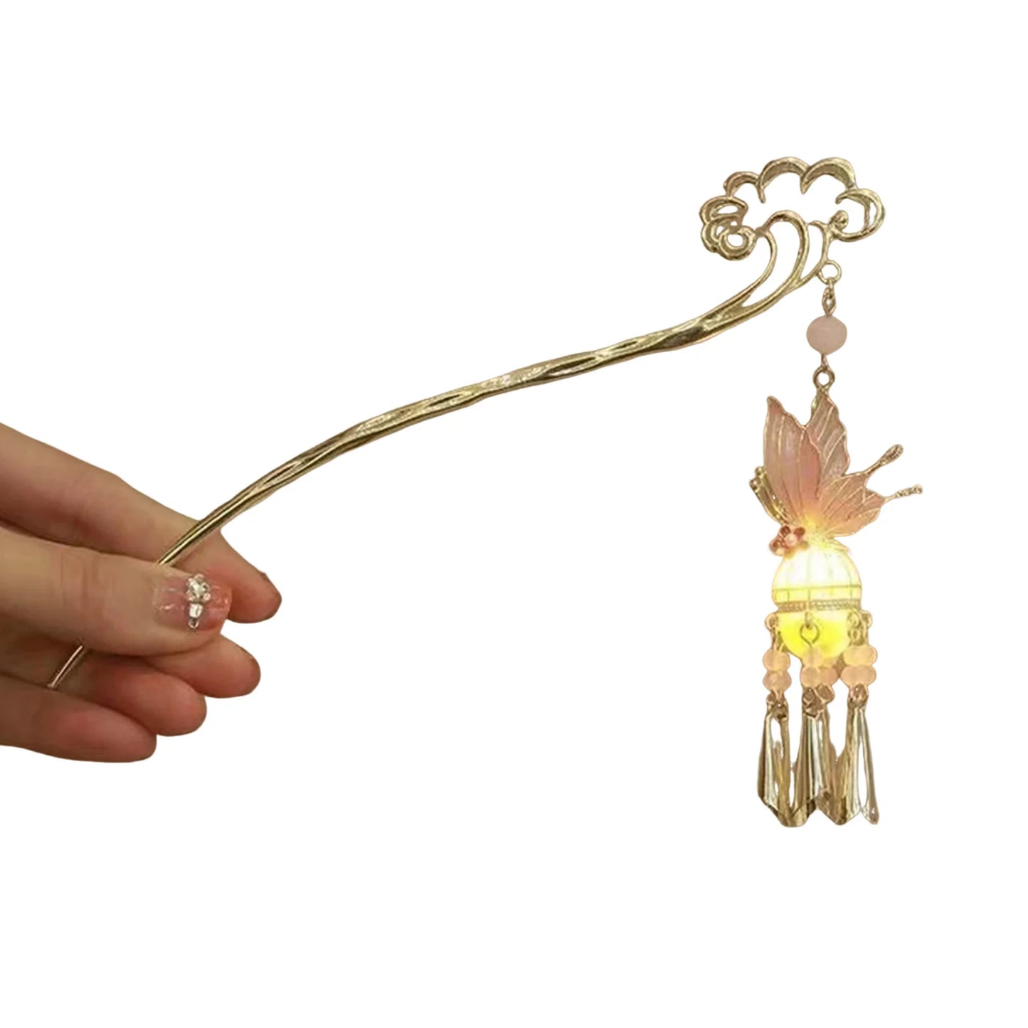 Luminous Chignon Hair Sticks With Tassel Chinese Clothing Hair Tassel Chopsticks for Festival Wedding Party Hair Decor Peaceful Pleasures Health and Wellness 1pc 6