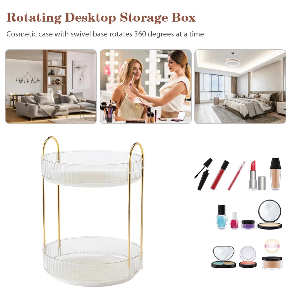 360° Rotating Makeup Organizer | Tiered Cosmetic Storage Rack
