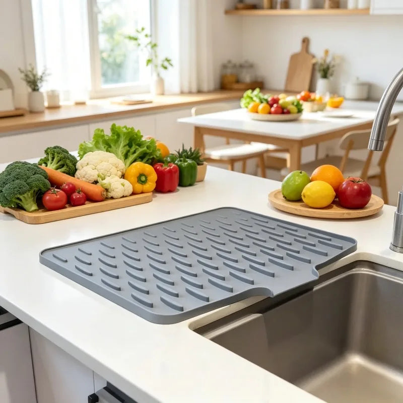Non-Slip Silicone Dish Drying Mat 32×26cm | Heat Resistant