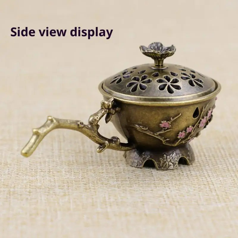 Retro Plum Blossom Incense Burner | Zinc Alloy Hollow Design Incense Burner Peaceful Pleasures Health and Wellness