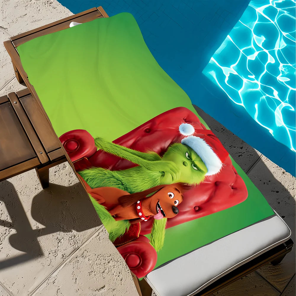 Grinch Quick-Dry Beach Towel | Soft Cartoon Print, Multi-Size Quick-Dry Beach Towel Peaceful Pleasures Health and Wellness z4 STJ80x130CM