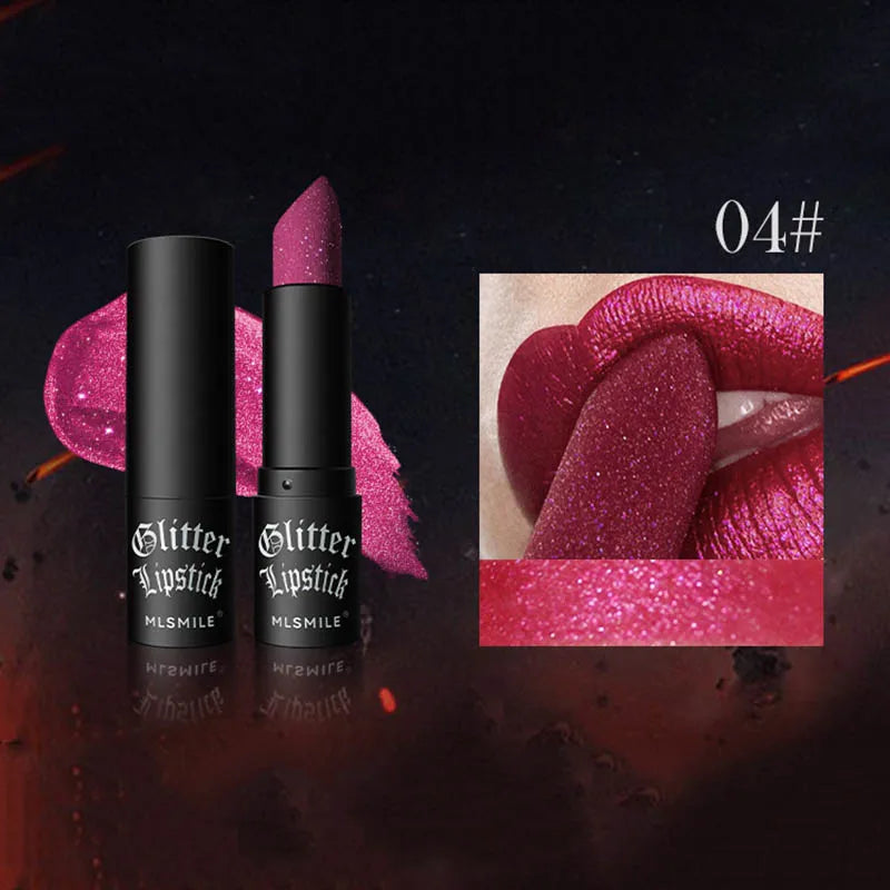 MLSMILE Glitter Lipstick | Waterproof Metallic Pearlescent 6 Colors