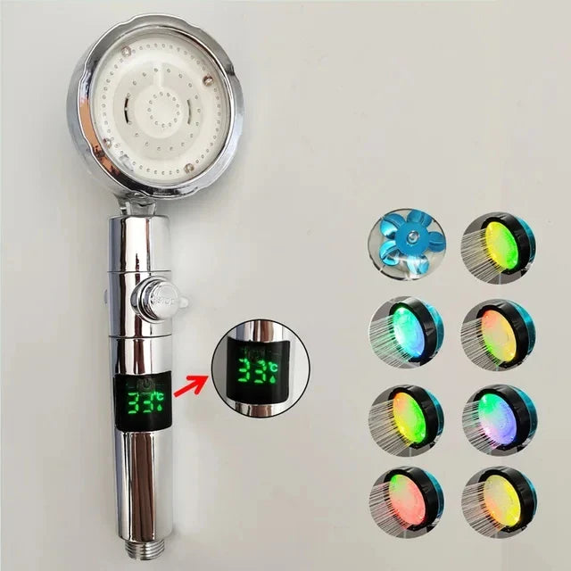 LED Temperature Display High-Pressure Handheld Shower Head Set