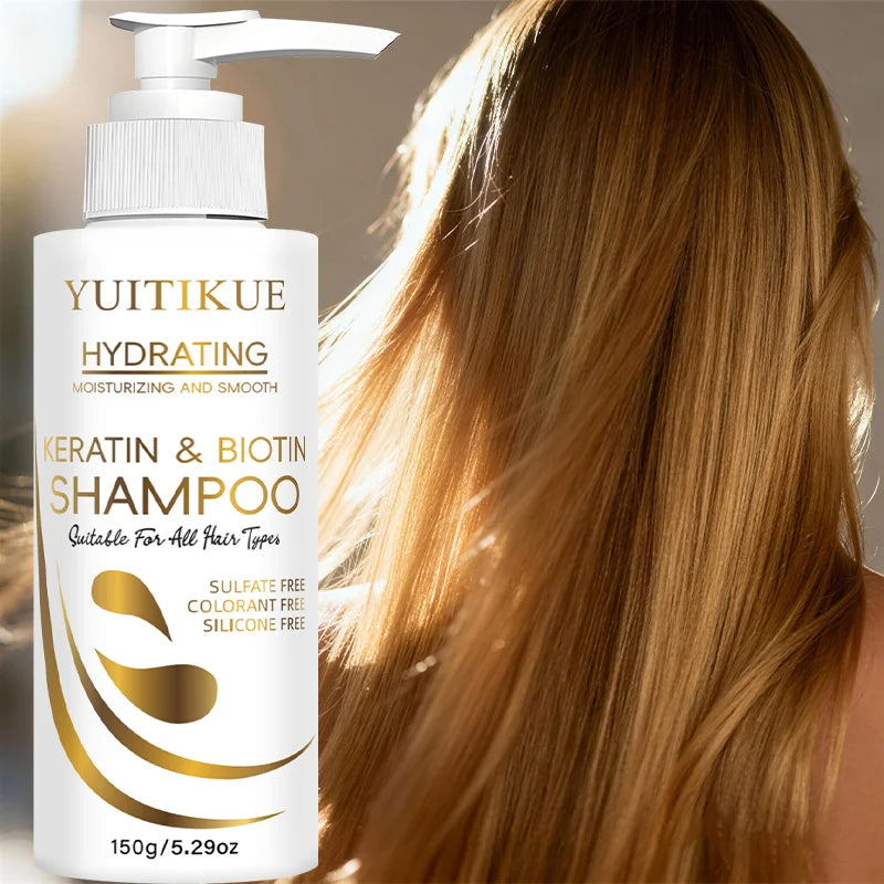 YUITIKUE Keratin & Biotin Shampoo – Smooth, Glossy Hair Keratin Biotin Shampoo Peaceful Pleasures Health and Wellness