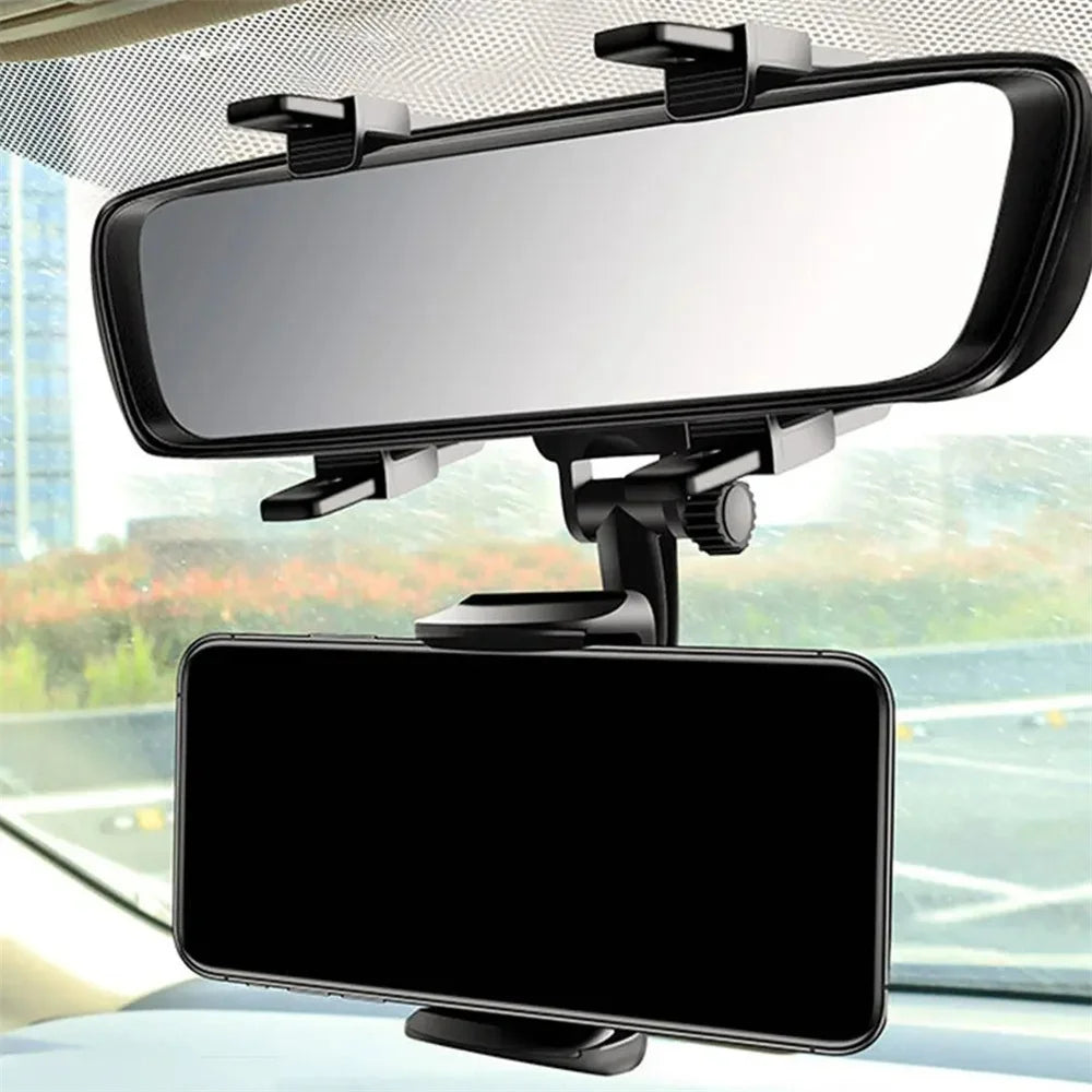 Rearview Mirror Car Phone Holder | 360° Foldable GPS Mount
