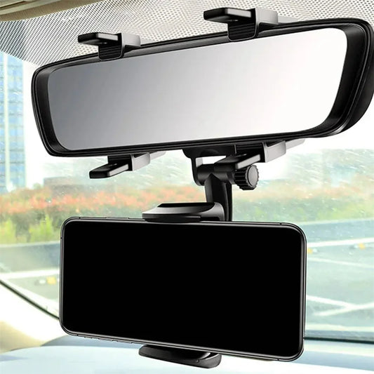 Rearview Mirror Car Phone Holder | 360° Foldable GPS Mount Car Phone Mount Peaceful Pleasures Health and Wellness