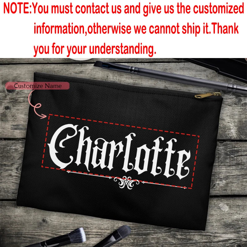 Personalized Gothic Halloween Makeup Bag | Bridesmaid Gift Personalized Makeup Bag Peaceful Pleasures Health and Wellness custom name 15.5x22.5x4.5cm