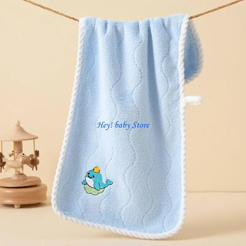 Kids Coral Fleece Hand Towel – Soft Animal Print for Toddlers
