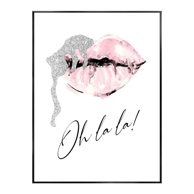 Pink Flower Makeup Girls Canvas Wall Art | Nordic Room Decor