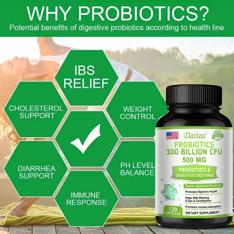 Organic Probiotics Capsules Supplement 100 Billion CFU 500mg Probiotics Helps Gut Health, Balanced Gut Probiotics Peaceful Pleasures Health and Wellness