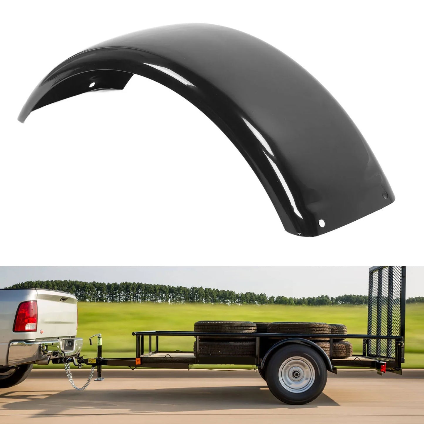 13" Metal Trailer Mudguard for RV, ATV & Single Axle Trailer