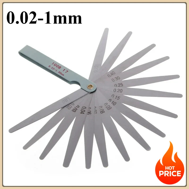 17-Blade Metric Feeler Gauge 0.02–1mm | Engine Valve Tool