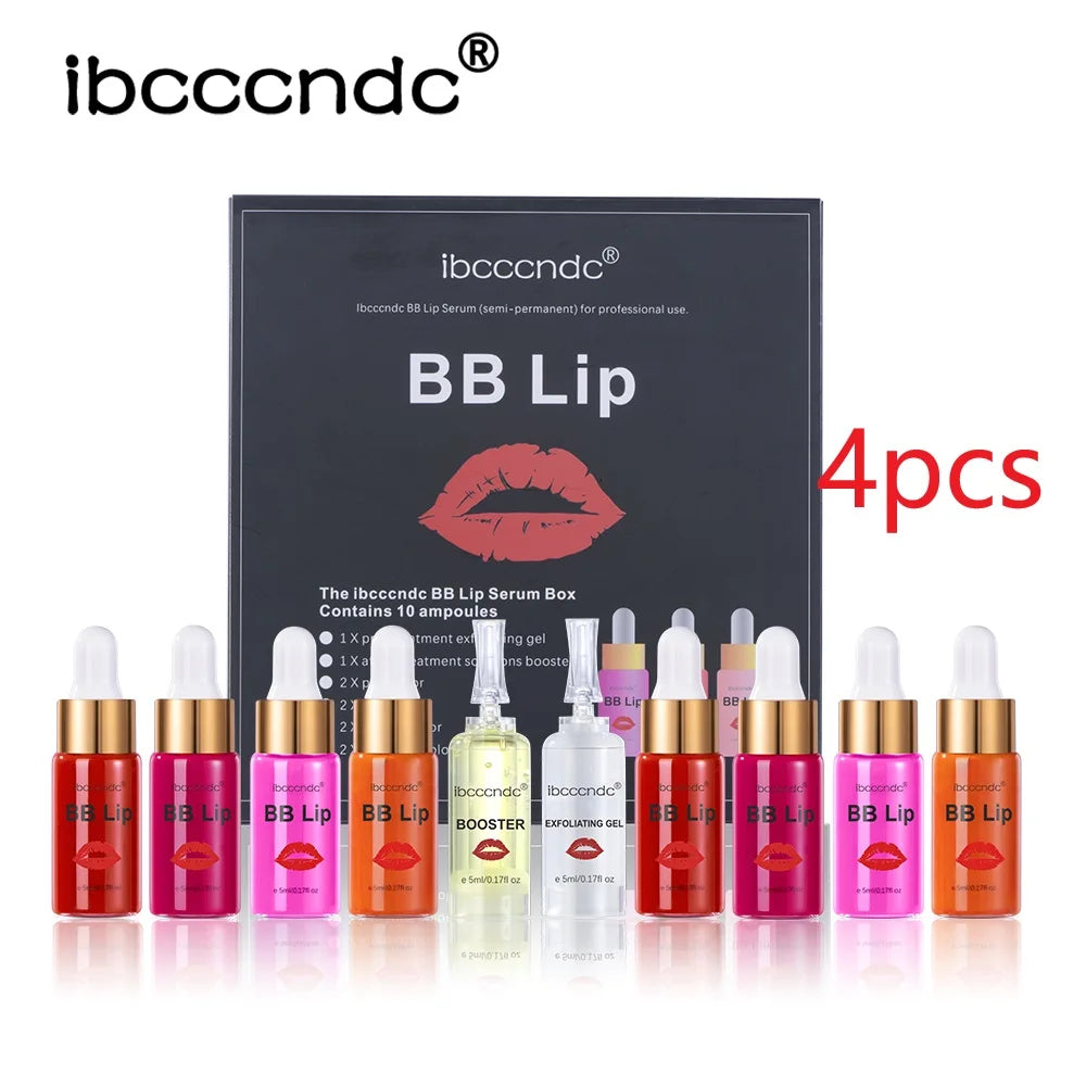 BB Lips Ampoule Serum Starter Set Semi-Permanent BB Lip Gloss Tinted Pigment Lasting Moisturizing For Lip Care Korea Glow Peaceful Pleasures Health and Wellness 4 box