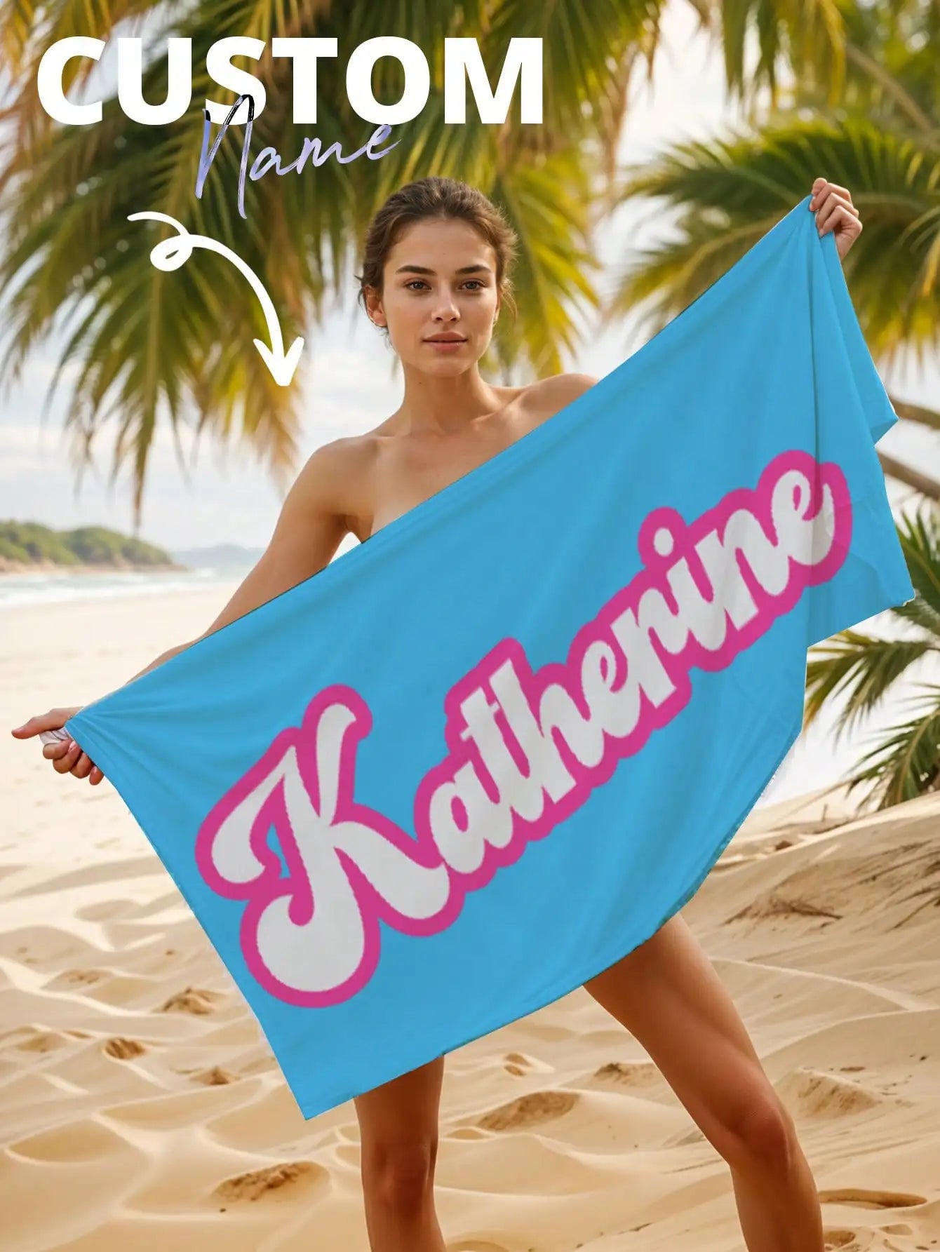 Custom Name Beach Towel | Personalized Microfiber Quick Dry Personalized Beach Towel Peaceful Pleasures Health and Wellness