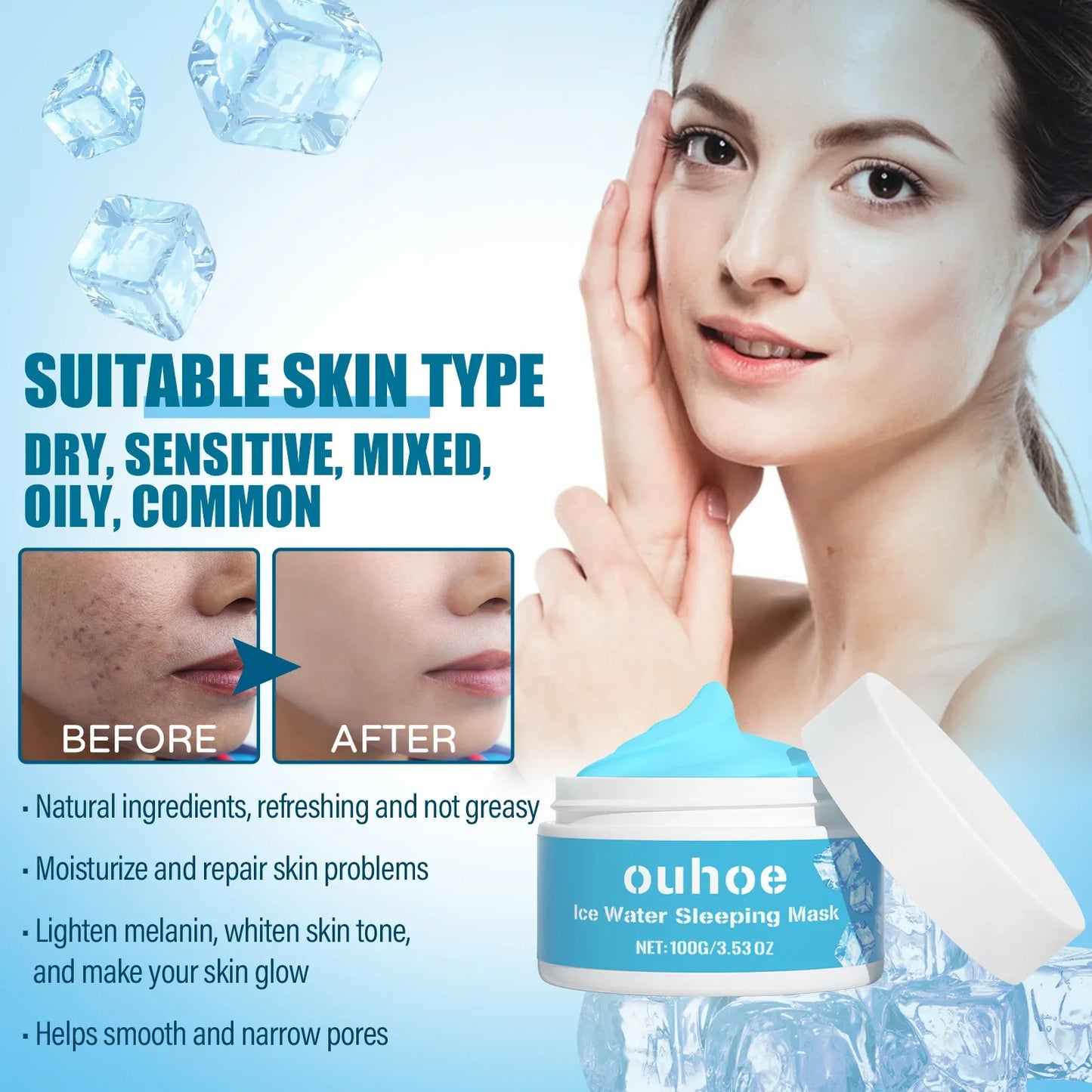 Ouhoe Overnight Sleeping Face Mask – Hydrating & Brightening