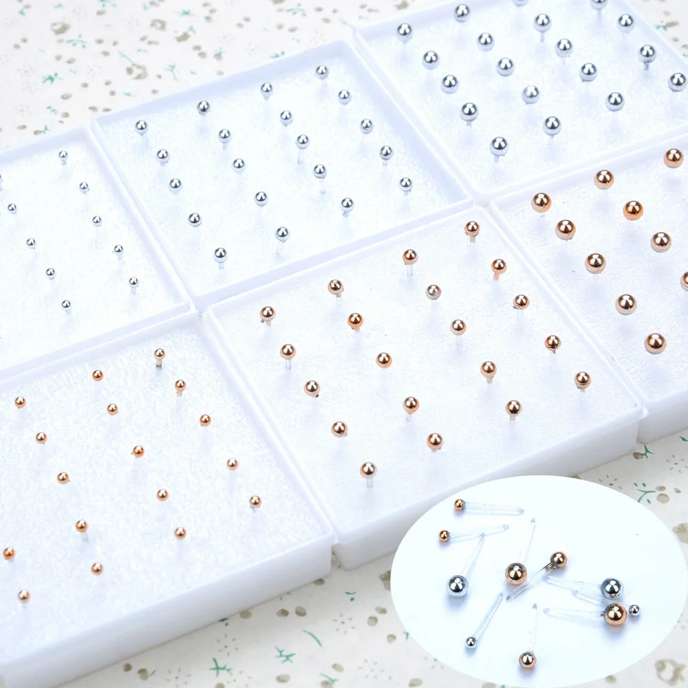 10 Pairs Gold Plated Silver Ball Bead Earrings Ear Studs Jewelry
