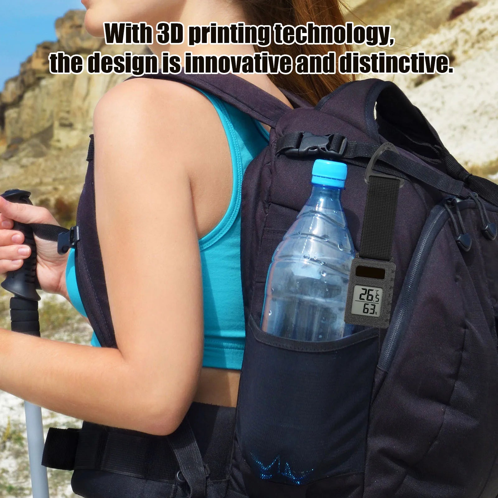 Backpacking Hiking Travel Thermometer Temperature Humidity Meter Sensor Gauge Travel Mountaineering Vehicle Pendant Keychain Peaceful Pleasures Health and Wellness