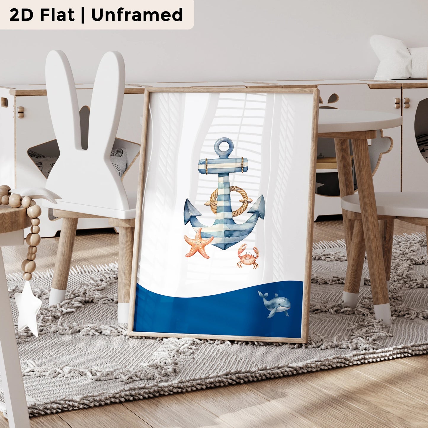 3-Piece Blue Ocean Whale Canvas Wall Art | Kids Room Decor