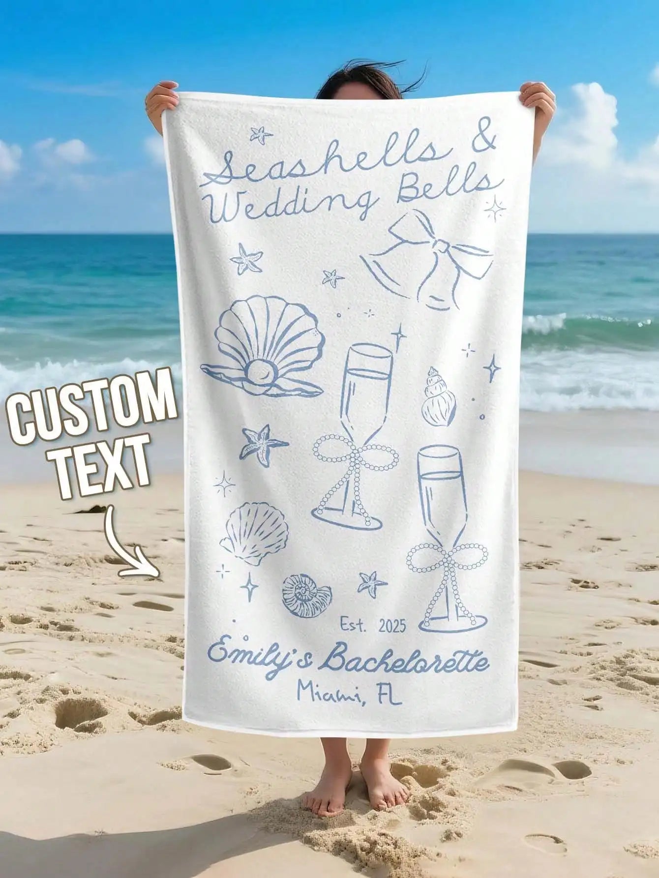 Personalized Name Beach Towel | Custom Pool & Travel Gift Personalized Beach Towel Peaceful Pleasures Health and Wellness White 80x130cm
