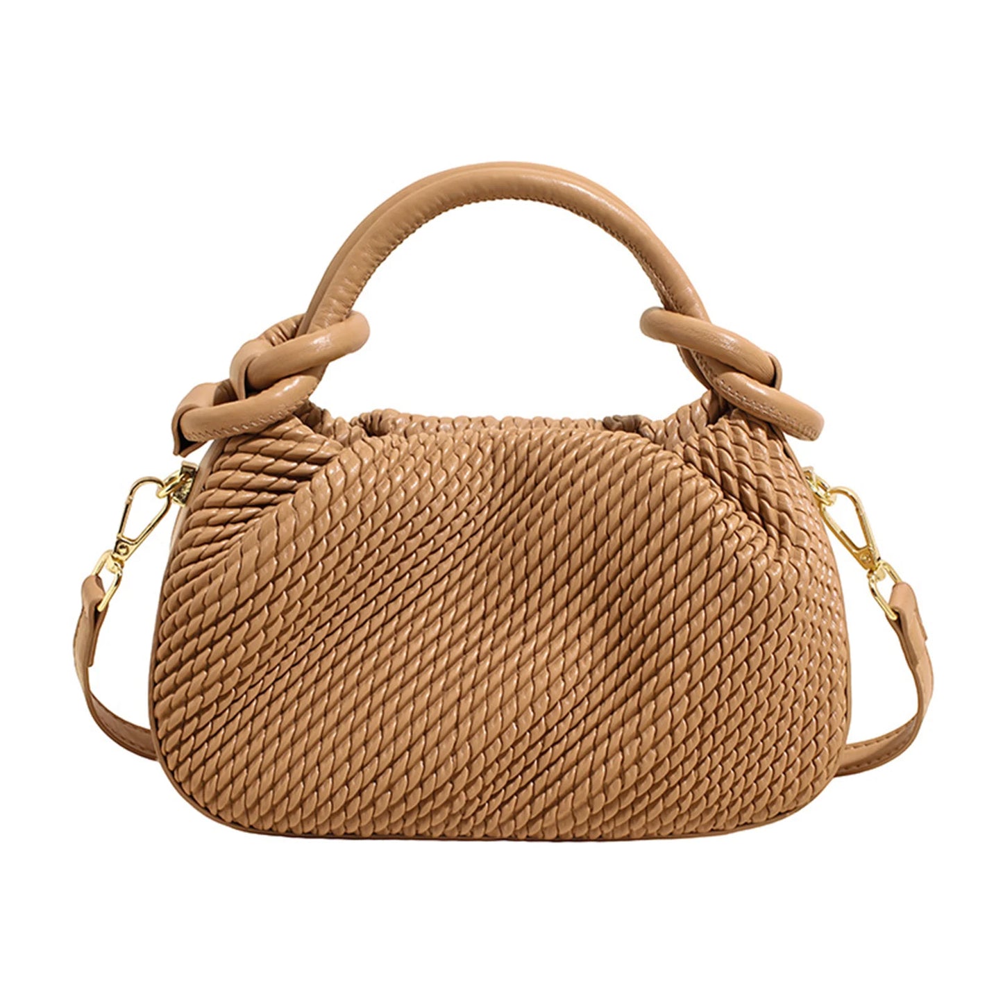 Women's Striped Handbag With Pleated Design Small Square Bag Lightweight And Stylish For Daily Use Peaceful Pleasures Health and Wellness Khaki