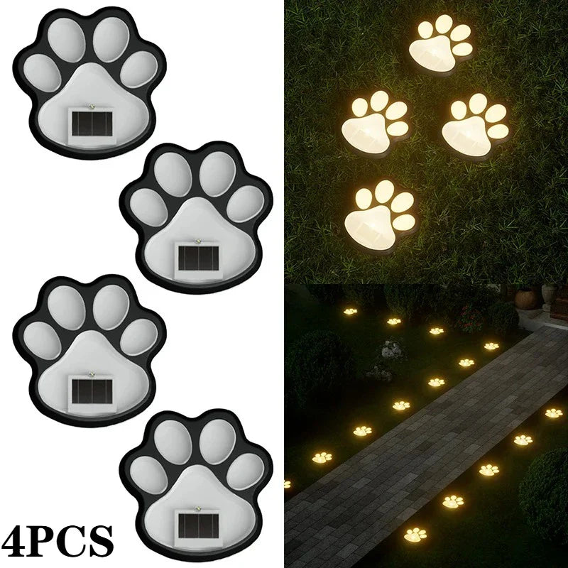 Solar LED Paw Print Garden Lights – Waterproof 4–12 Pack