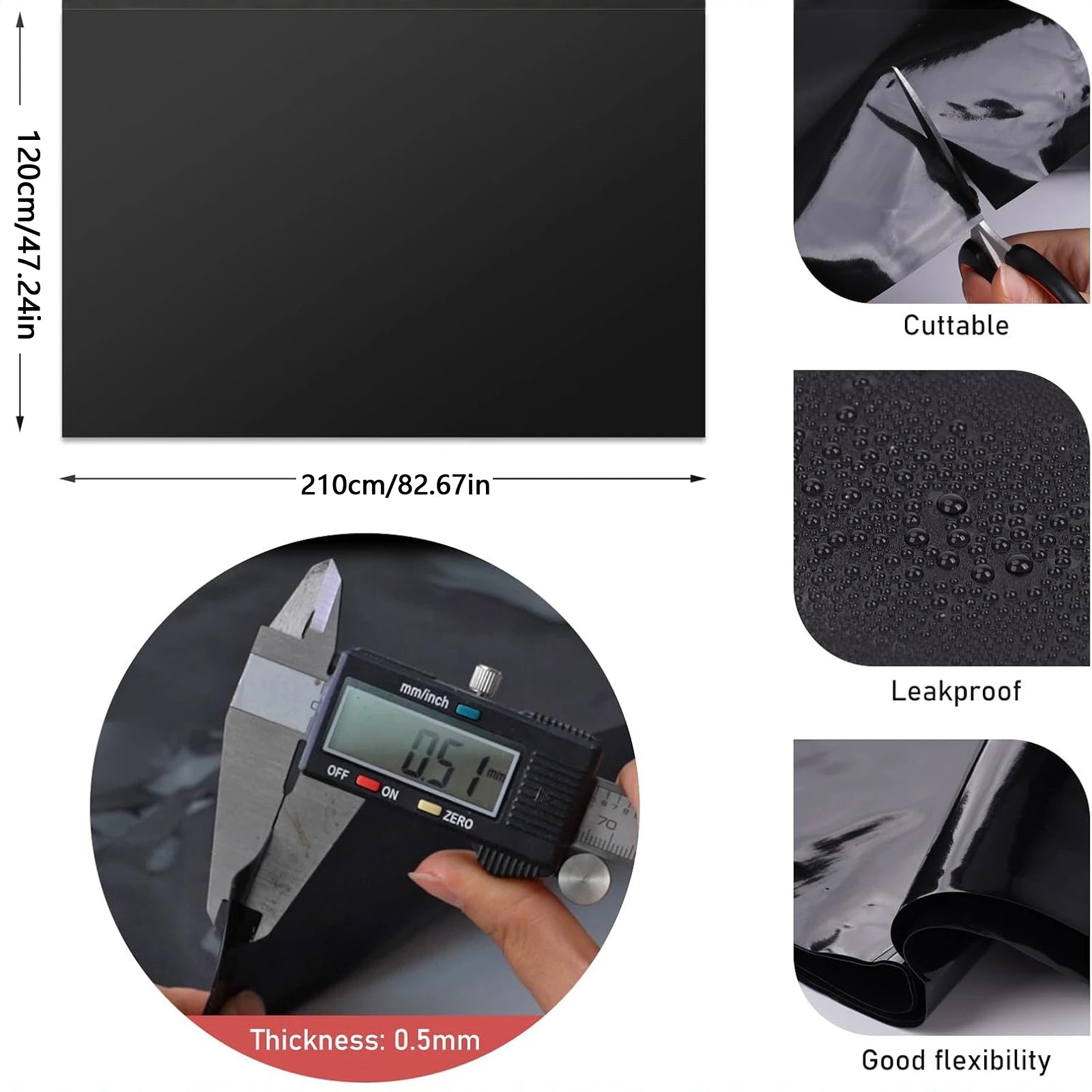 Fish Pond Liner Cloth Waterproof Gardens Pools Membrane Black Flexible Streams Fountains Reinforced Landscaping Pool Liner Peaceful Pleasures Health and Wellness