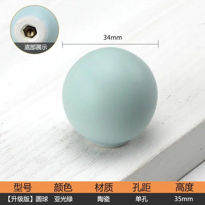 1pc Children's Furniture Handles Nordic Ceramic Children Room Cabinet Handles Macaron Colorful Round Drawer Knobs And Pulls Peaceful Pleasures Health and Wellness A10