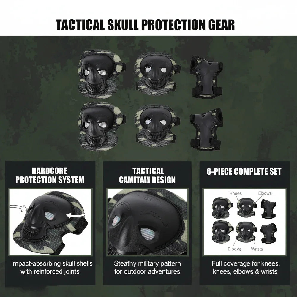 6Pcs/Set Skateboard Elbow & Knee Pads with Wrist Guards,Skate Pads for Youth Adult 6 in 1 Protective Gear Set for Skating Sports Peaceful Pleasures Health and Wellness